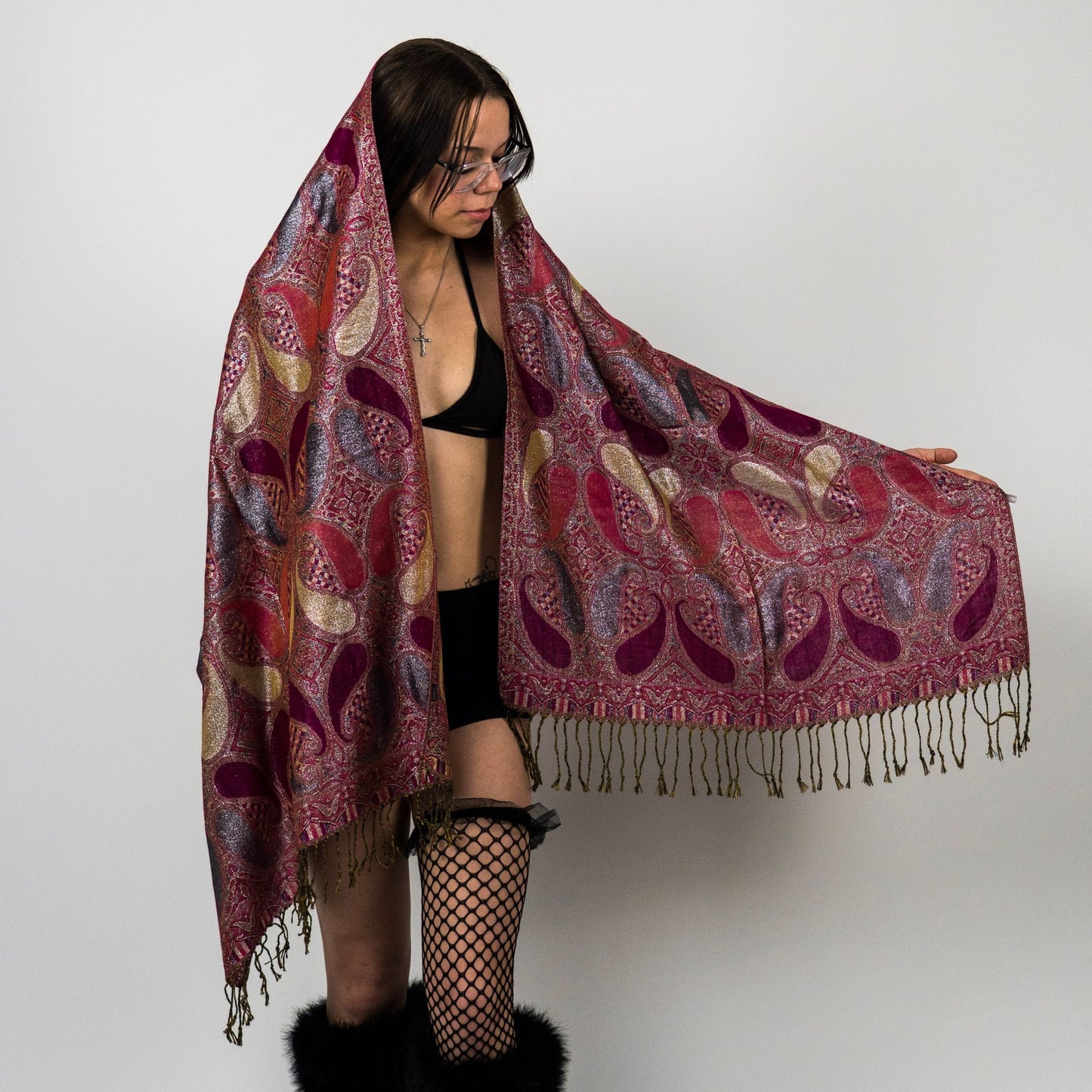 Metallic Drip Rave Pashmina Scarf