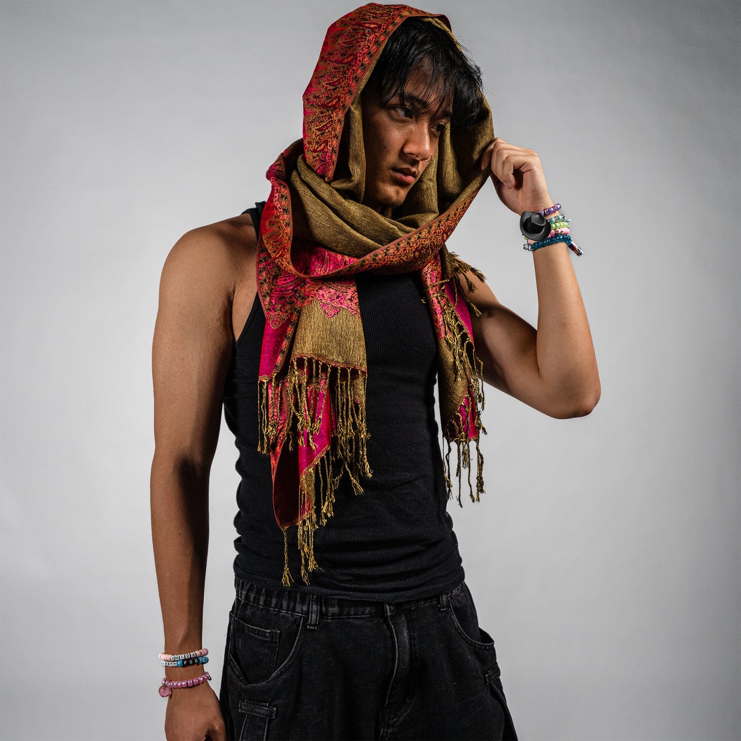 Luminous Border Rave Pashmina