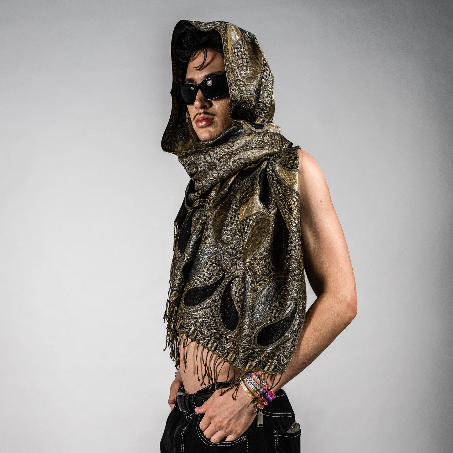 Metallic Drip Rave Pashmina
