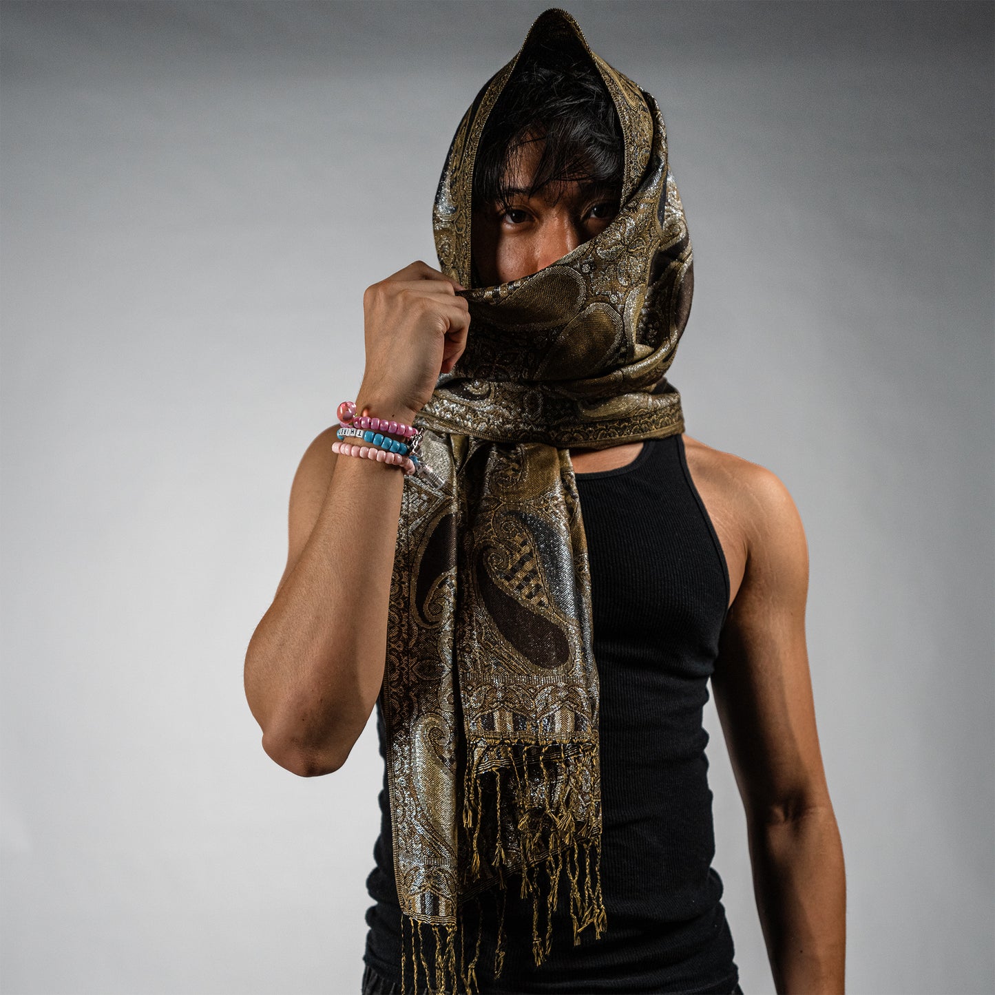 Metallic Drip Rave Pashmina