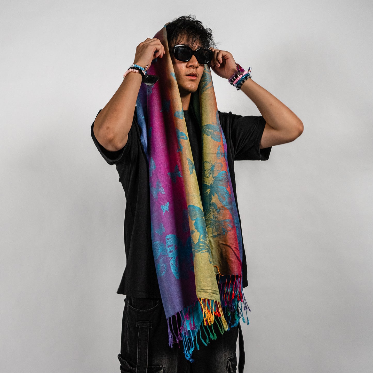 Rainbow Butterfly Rave Pashmina