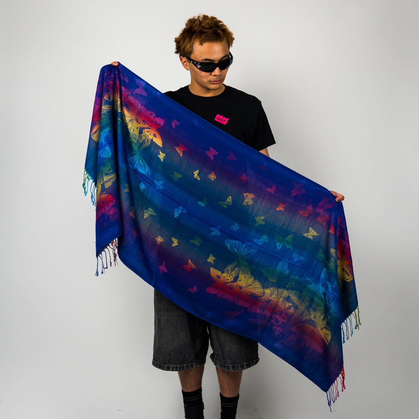 Rainbow Butterfly Rave Pashmina Scarf