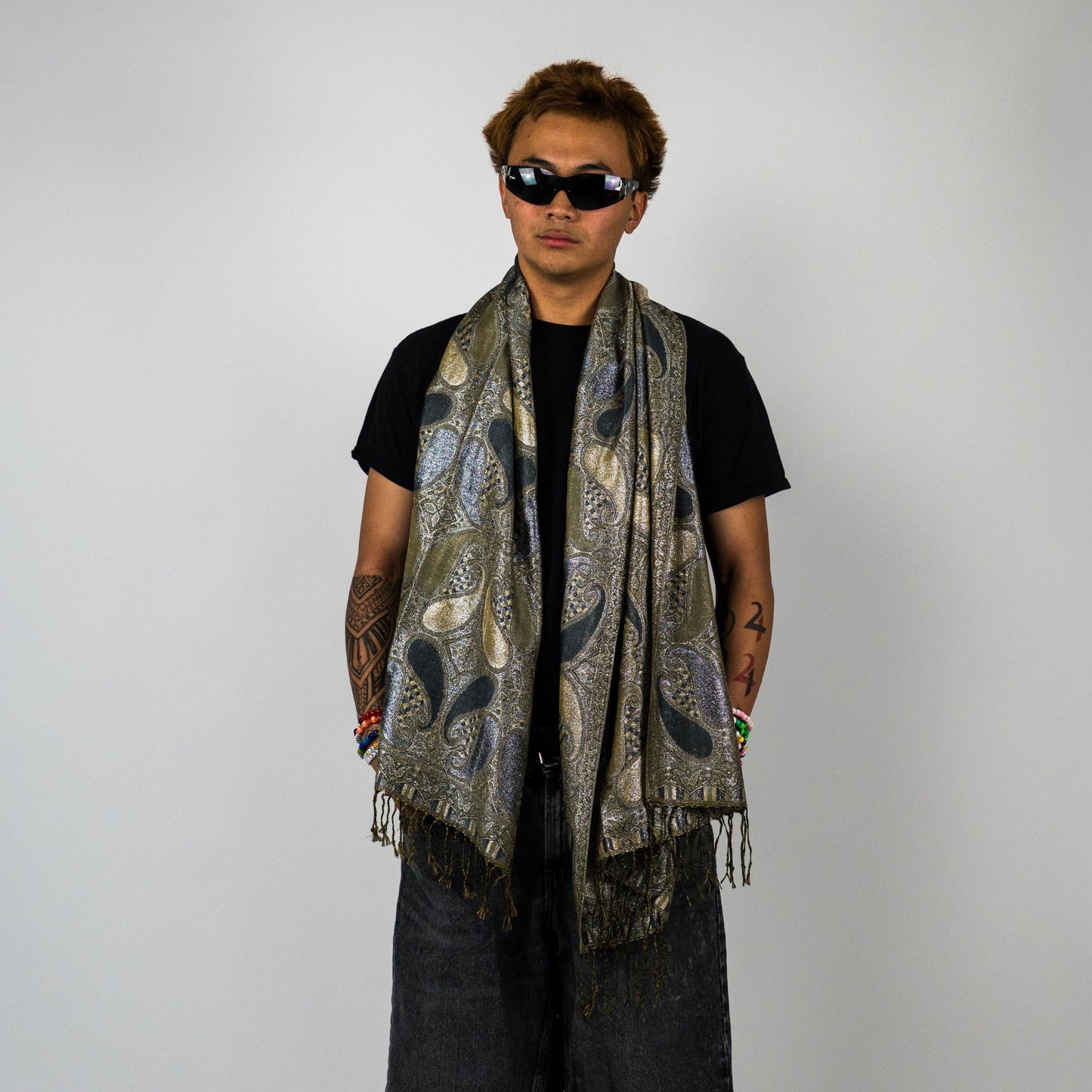 Metallic Drip Rave Pashmina Scarf