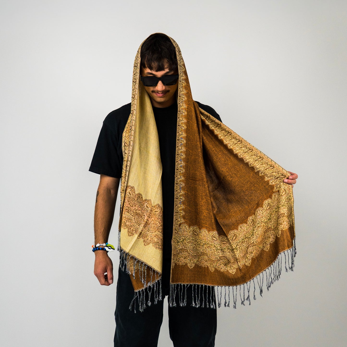 Luminous Border Rave Pashmina Scarf