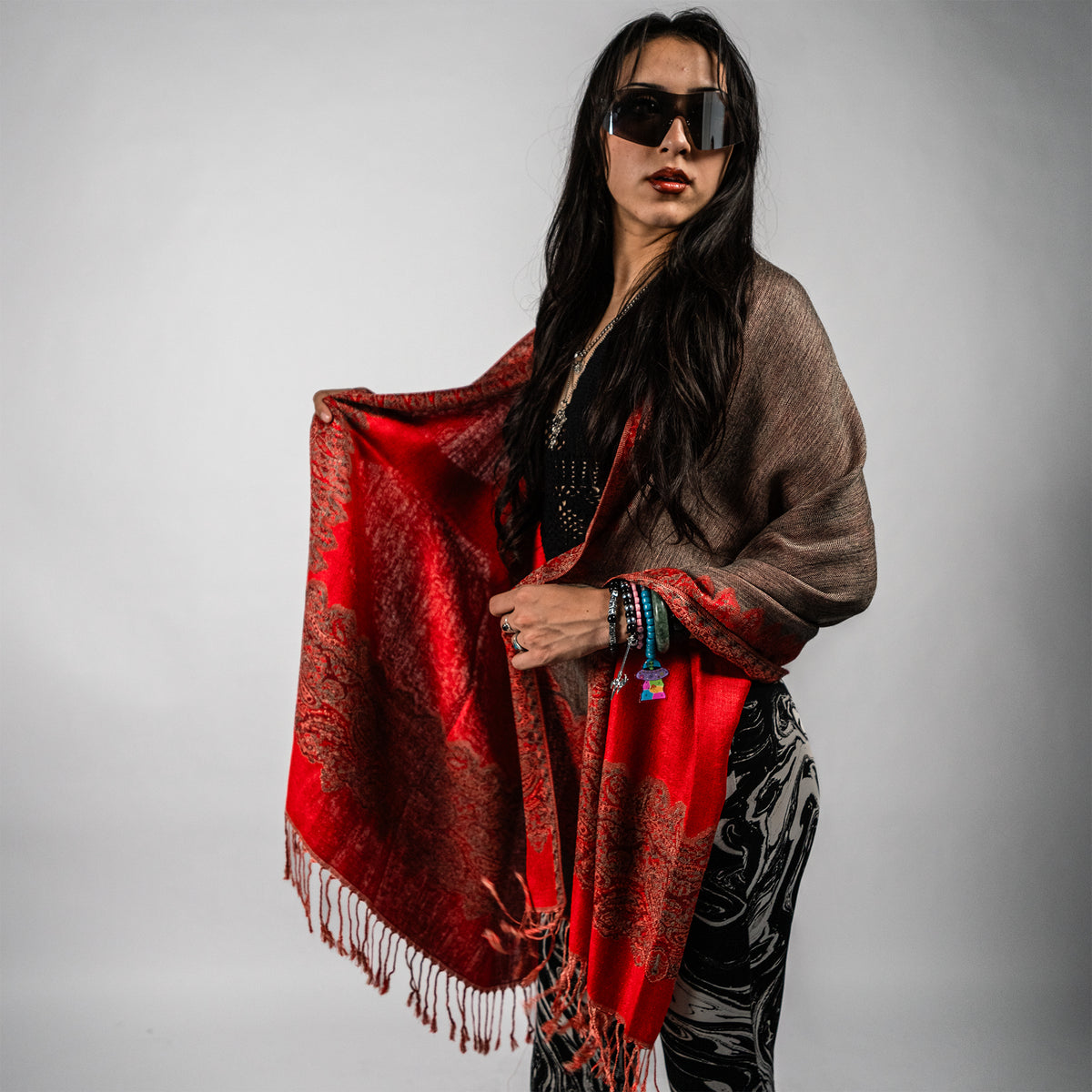 Paash Rave Luminous Border Rave Pashmina – Pash Plug