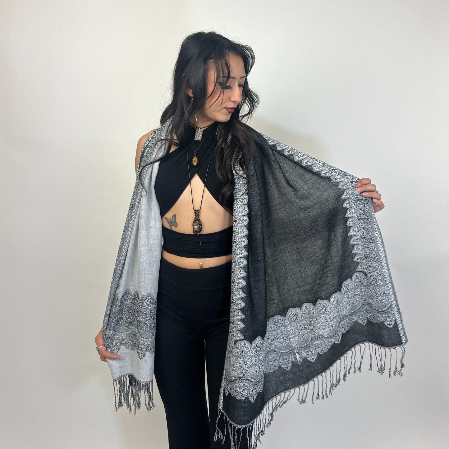 Luminous Border Rave Pashmina