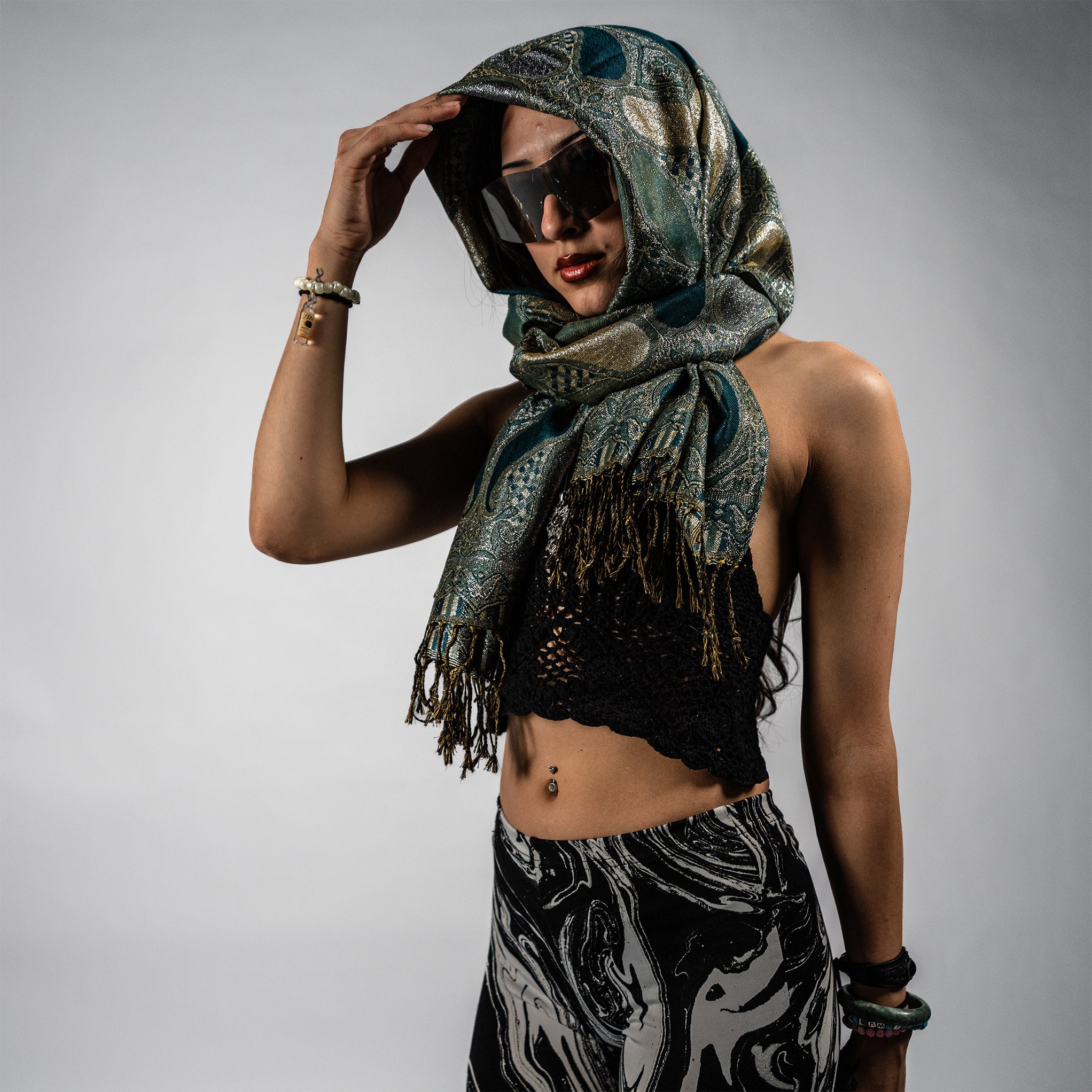 Metallic Drip Rave Pashmina – Pash Plug