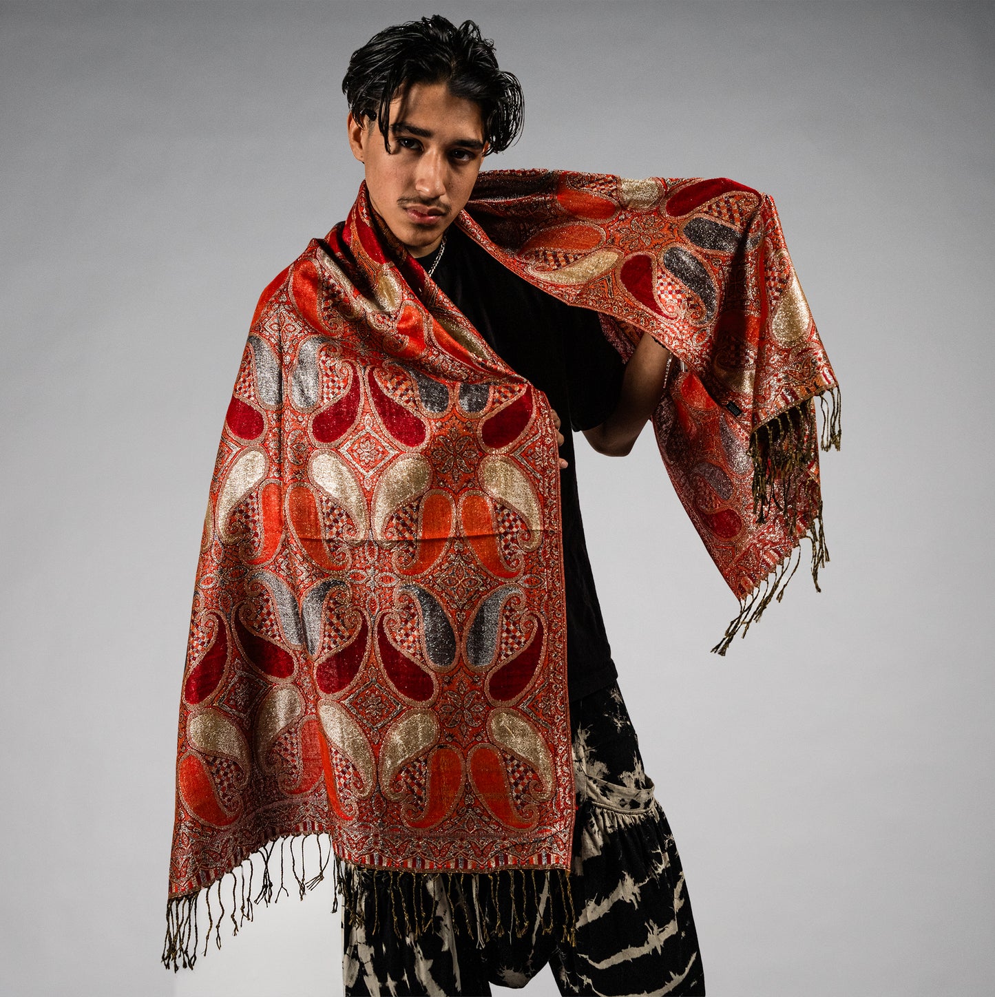 Metallic Drip Rave Pashmina