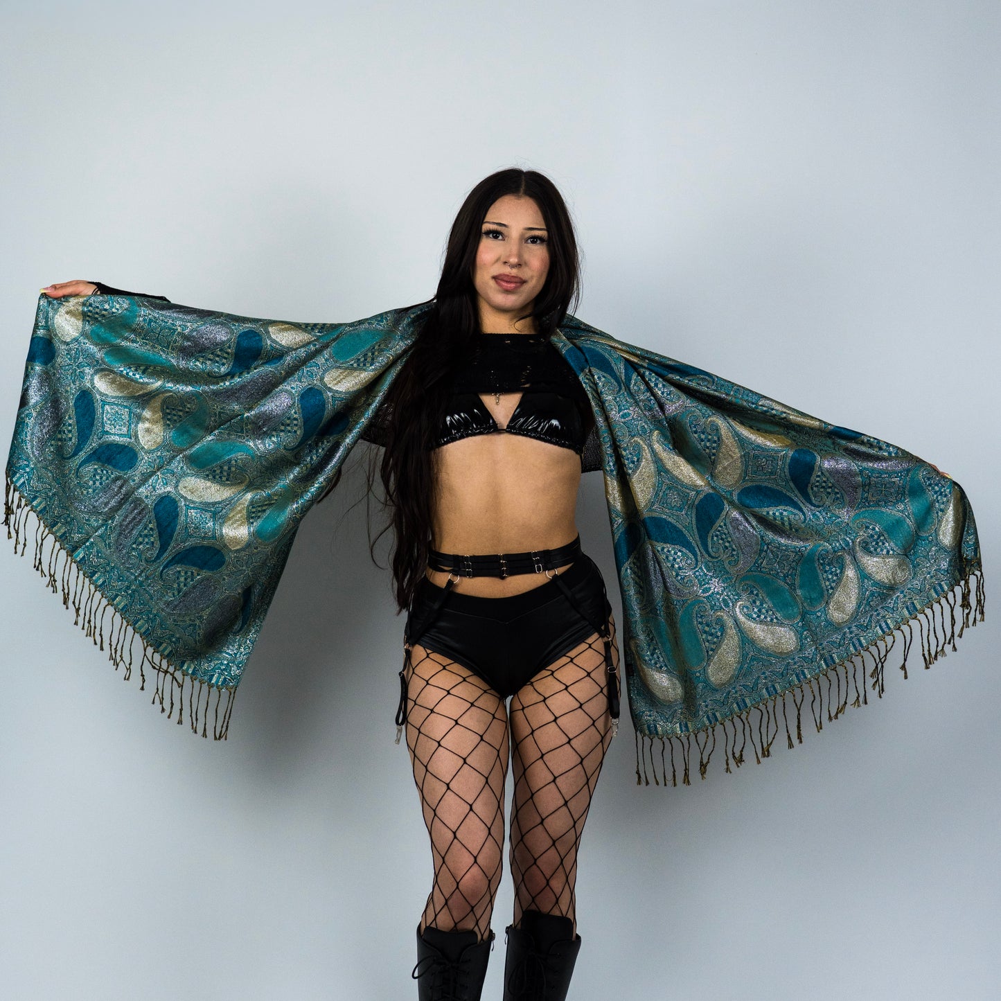 Metallic Drip Rave Pashmina Scarf