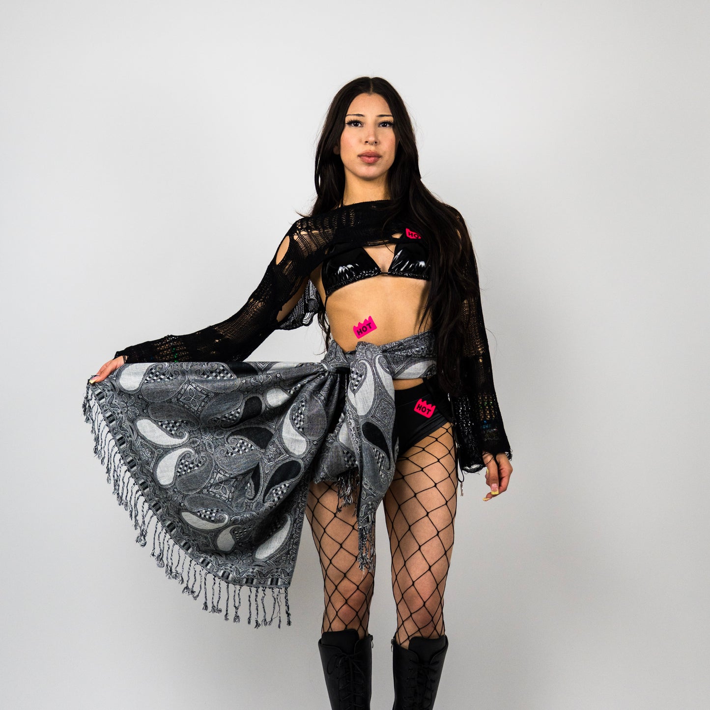 Phantom Drip Rave Pashmina Scarf