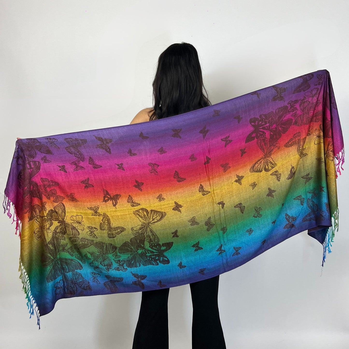 Rainbow Butterfly Rave Pashmina