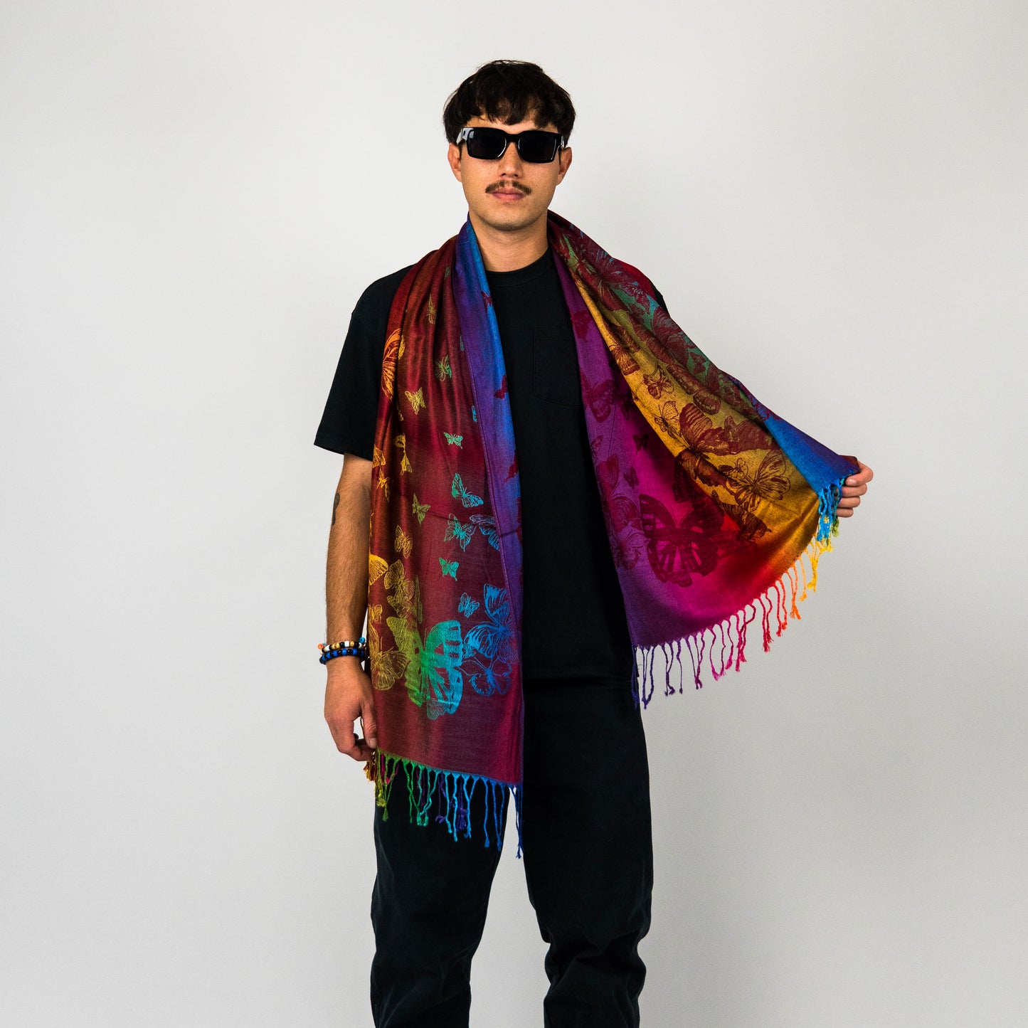 Rainbow Butterfly Rave Pashmina Scarf