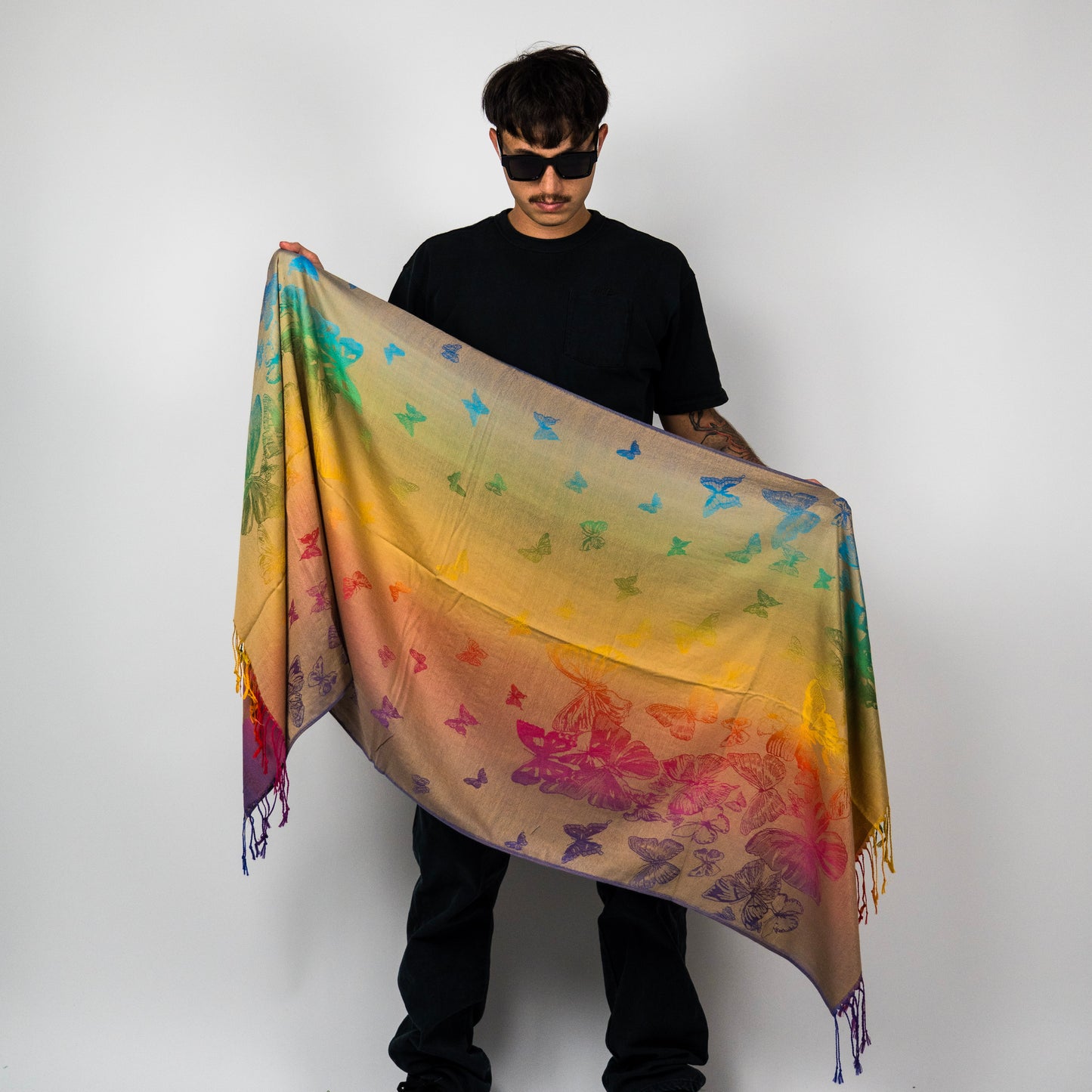 Rainbow Butterfly Rave Pashmina Scarf