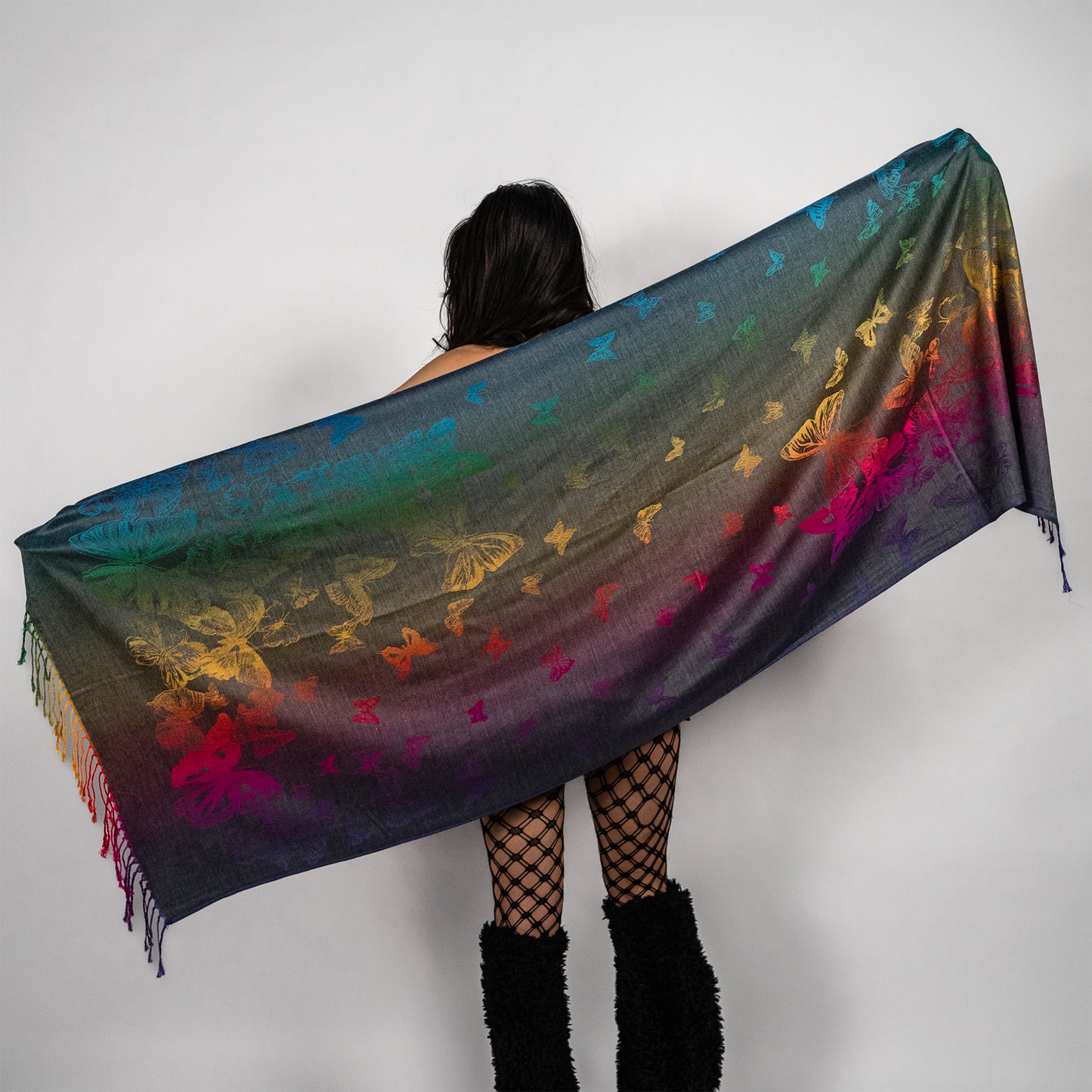 Rainbow Butterfly Rave Pashmina