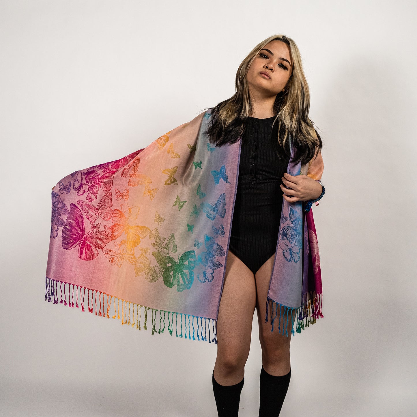 Rainbow Butterfly Rave Pashmina