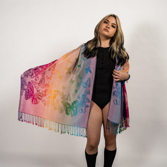 Rainbow Butterfly Rave Pashmina