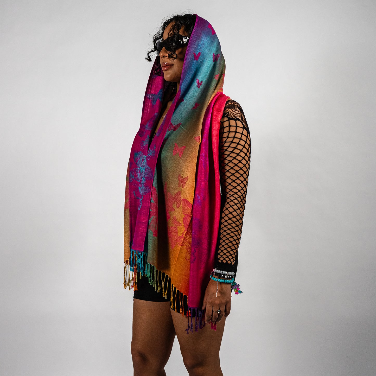 Rainbow Butterfly Rave Pashmina
