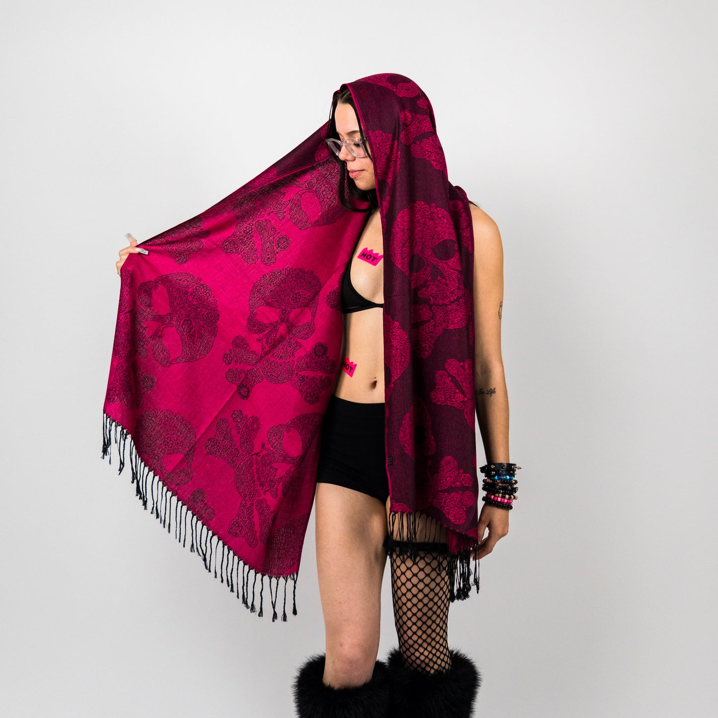 Skull Rave Pashmina Scarf