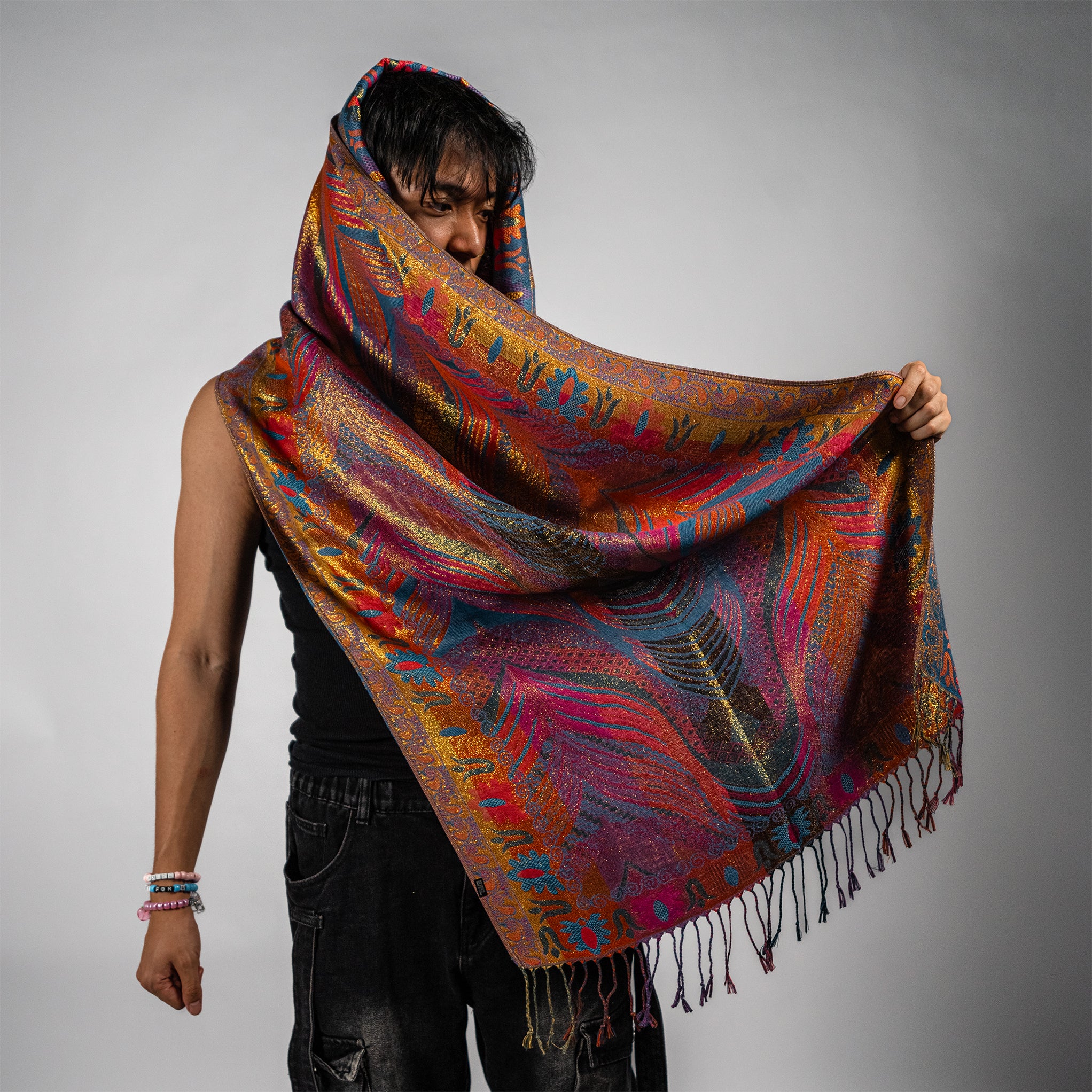 Kashmin Rave Starlit Feather Rave Pashmina Scarf – Pash Plug