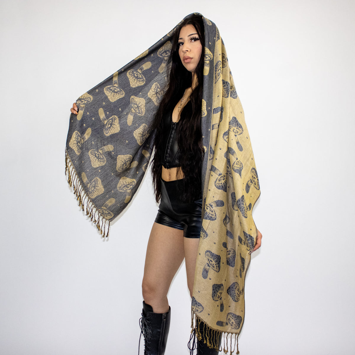 Pasmia Rave Third Eye Mushroom Rave Pashmina Scarf – Pash Plug