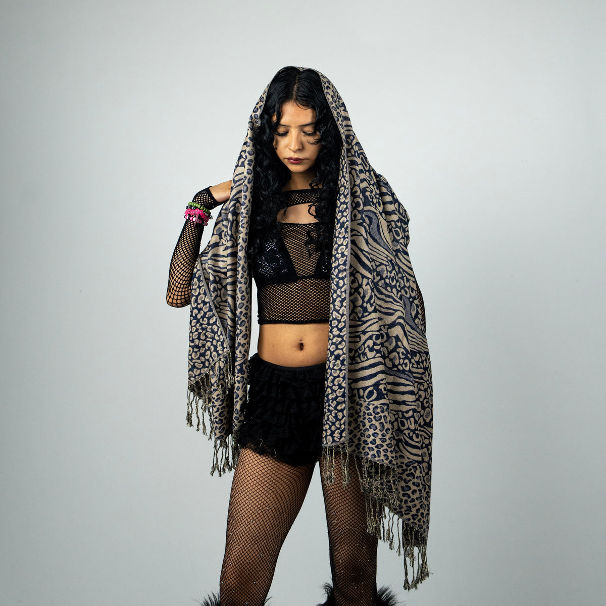 Zebra Cheetah Rave Pashmina Scarf